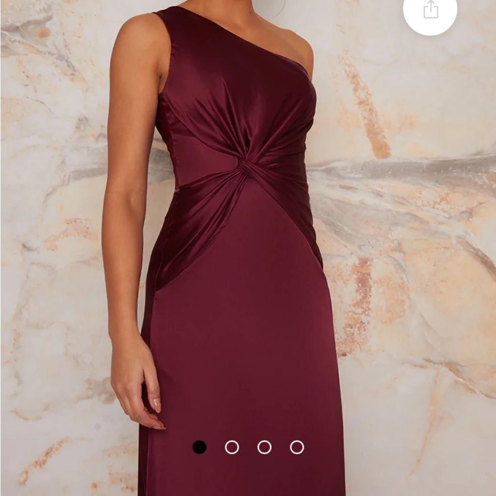 Chi Chi Eryka Dress One Shoulder Satin Finish Maxi Dress in Berry(red) 8 Nwt